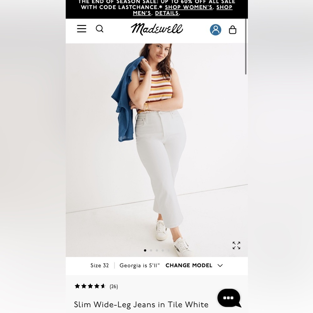 Madewell slim wide leg crop 32